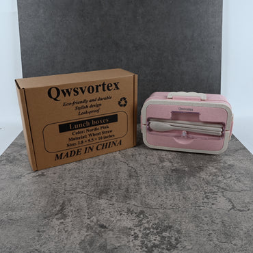 Qwsvortex Square Wheat Lunch Box Nordic Pink Eco Friendly Durable Stylish Design