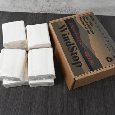 WindStop Disposable Paper Napkins White Bulk Pack Square Shape Easy Dispense