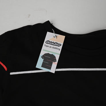 QuickStar Tops as Clothing Black Short Sleeve Top Breathable Fabric Comfortable Fit for Everyday Wear