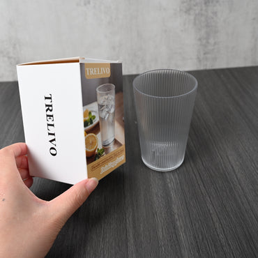 TRELIVO Drinking Glasses Clear Drinking Cups Durable Easy Clean Stackable for Everyday Beverage Use