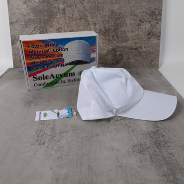 SoleAevum Hats White Baseball Cap Lightweight Breathable Soft Cotton Adjustable One Size Fit for Everyday Wear