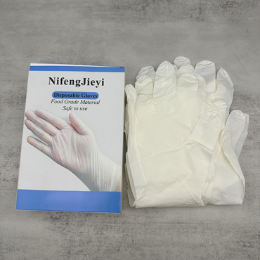 NifengJieyi Disposable Latex Gloves, Powder Free, Medical Grade, Medium Size (Box of 100)