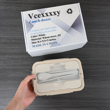 Vcexxxxy Eco-Friendly Wheat Straw Lunch Box Nordic White Leak-Proof Container for On-the-Go Meals
