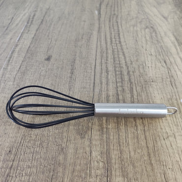 Lelasko 10-Inch Mini Manual Egg Beater, Black, 2.6x10 inches Stainless Steel