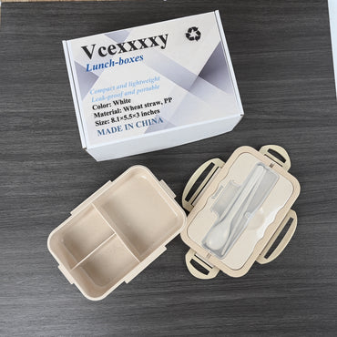 Vcexxxxy Eco-Friendly Wheat Straw Lunch Box Nordic White Leak-Proof Container for On-the-Go Meals
