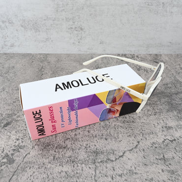 AMOLUCE Women's Outdoor Sunglasses White Resin Frame UV Protection Lightweight for Hiking Driving and Beach