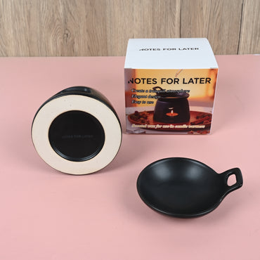 NOTES FOR LATER Black Ceramic Incense Burner Creative Scented Wax Warmer for Home & Meditation, with Matching Dish