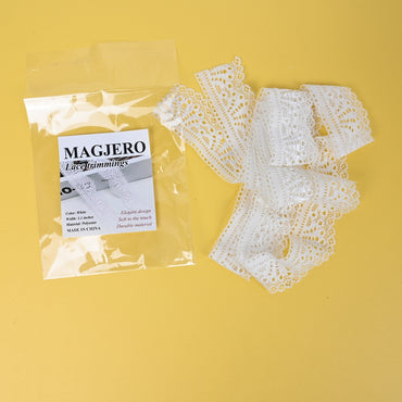 MAGJERO Decorative Lace Trim for Clothing, Edging, and Crafts, Soft Durable Lace Trim for DIY Garments and Home Décor