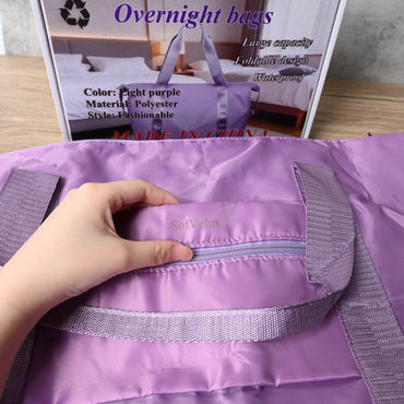 SofVelux Light Purple Travel Duffel Bag Foldable Lightweight Overnight Bag for Gym, Weekends & Getaways