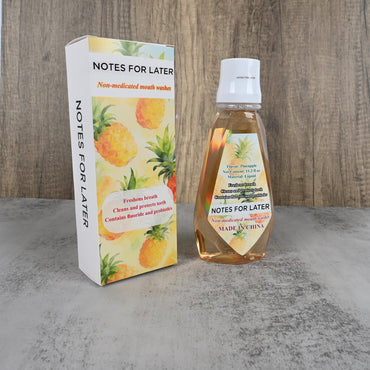 NOTES FOR LATER Fresh Pineapple Flavor Non-Medicated Mouth Washes - Fluoride & Probiotic Oral Rinse for Daily Fresh Breath & Healthy Teeth