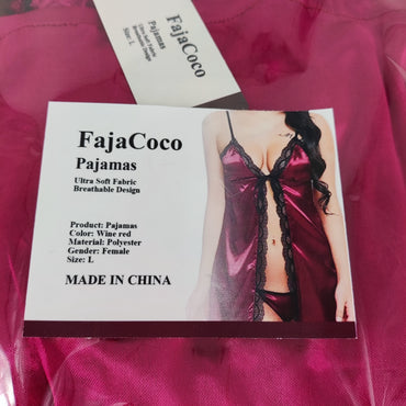 Fajacoco Luxurious Burgundy Pajamas - Sexy Sleepwear for Romantic Nights and Cozy Lounging