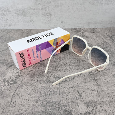 AMOLUCE Women's Outdoor Sunglasses White Resin Frame UV Protection Lightweight for Hiking Driving and Beach