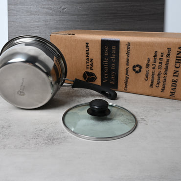 TITANIUM PAN Stainless Steel Cooking Pot Durable Versatile Stovetop Compatible Easy Clean