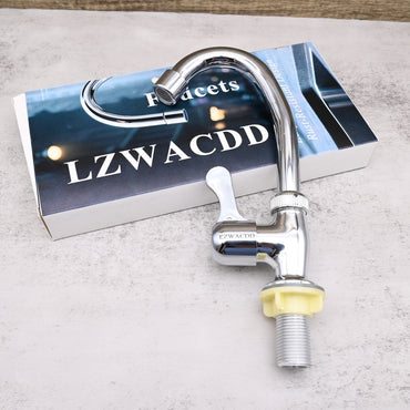 LZWACDD Modern Single Cold Water Kitchen Sink Faucets Stainless Steel Bathroom Laundry Utility Room Basin Tap