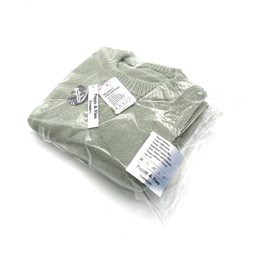 Poppy & Finn Sweaters Light Green 100% Polyester Fiber Round Neck Minimalist Cozy Knitted Sweaters