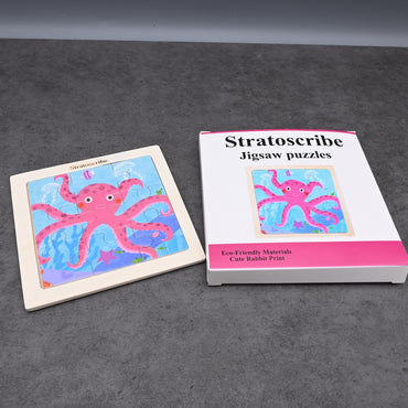 Stratoscribe Jigsaw Puzzles Wooden Ocean Theme Educational Puzzle Set for Kids Early Learning Octopus Shape Development Toys for Toddlers Children