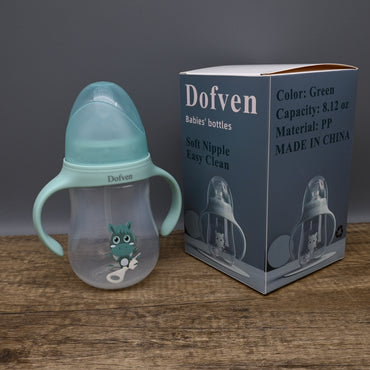 Dofven Babies Bottles Green PP Material Soft Silicone Nipple Easy Clean for Comfortable Feeding