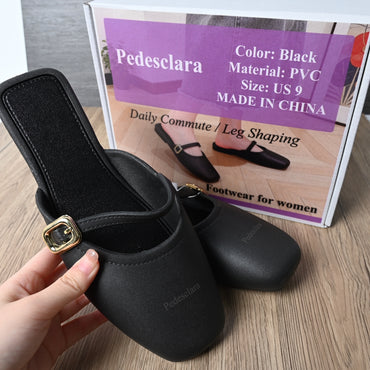 Pedesclara Women's Black Upgraded Footwear Modern Leather Shoes for Versatile Everyday Wear