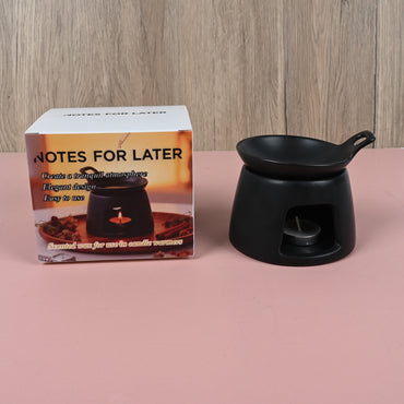 NOTES FOR LATER Black Ceramic Incense Burner Creative Scented Wax Warmer for Home & Meditation, with Matching Dish