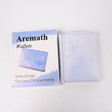 Aremath Blue Leather Wallet Slim Minimalist Wallets with Multiple Card Slots Compact and Portable Design