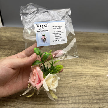 Kryxel Soft Rustic Floral Brooch Pin: Handcrafted Artificial Boutonnieres for Elegance