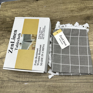 ZenLinen Grey Tablecloth - Waterproof Table Cover for Dining, Kitchen & Outdoor Parties