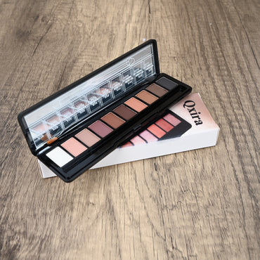 Qxira 10 Color Highly Pigmented Eyeshadow Palette Matte Shimmer Blendable Makeup
