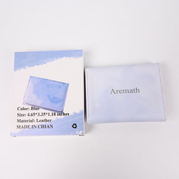 Aremath Blue Leather Wallet Slim Minimalist Wallets with Multiple Card Slots Compact and Portable Design