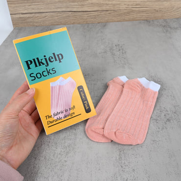 Plkjelp Pink Women's Cotton Ankle Socks Breathable Snug Fit Ankle Socks