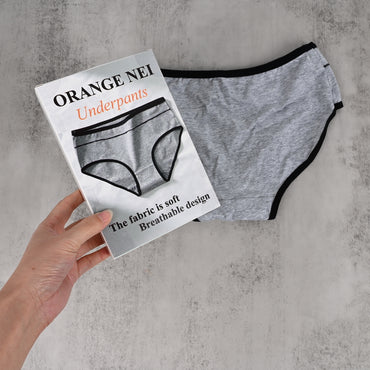 ORANGE NEI Women's Grey Cotton Underwear Soft Breathable Briefs for Everyday Comfort
