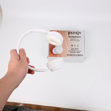 pxrsjv White Wireless Over-Ear Headphones Bluetooth 5.0 Headphones with Microphone & Noise Isolation