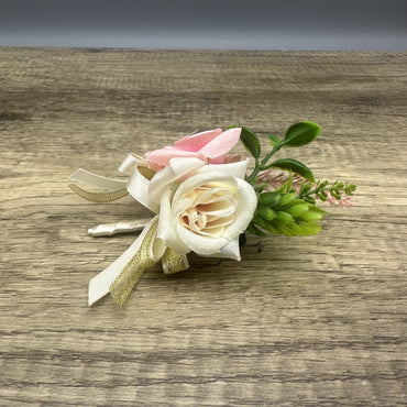Kryxel Soft Rustic Floral Brooch Pin: Handcrafted Artificial Boutonnieres for Elegance