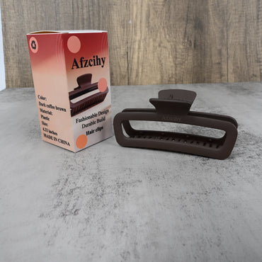 Afzcihy Deep Brown Square Hair Claw Clip Large Grip Hair Clip for Women, Secure & Stylish Updo Holder