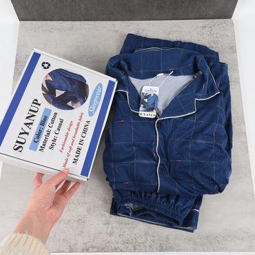 SUYANUP Men's Cotton Sleepwear Pajama Set Soft Breathable Lounge Sleep Pants and Shirt