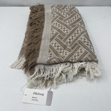 ZibZorp Cozy Medium Blanket with Fringe – Soft Cotton for Stylish Comfort and Versatile Use