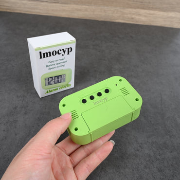 lmocyp Green LCD Digital Alarm Clock Compact Battery‑Operated Bedside Clock with Easy‑Read Display