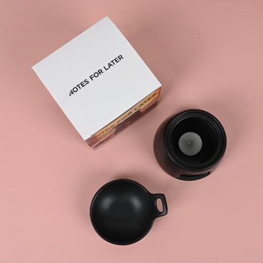 NOTES FOR LATER Black Ceramic Incense Burner Creative Scented Wax Warmer for Home & Meditation, with Matching Dish