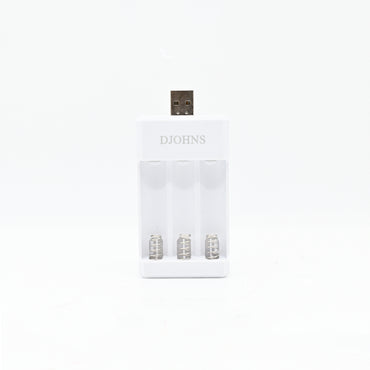 DJOHNS 3 Slots USB Fast Charging AAA Battery Charger