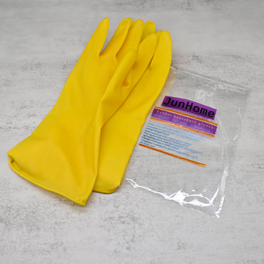 JunHome Rubber Household Gloves Cleaning Gloves in Yellow