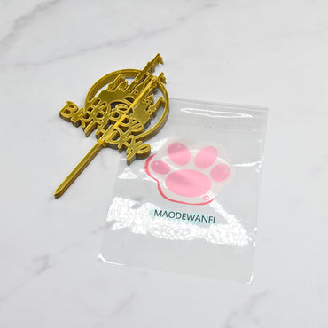 MAODEWANFI Plastic Cake Decorations in Gold Cake Topper