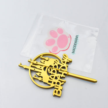 MAODEWANFI Plastic Cake Decorations in Gold Cake Topper