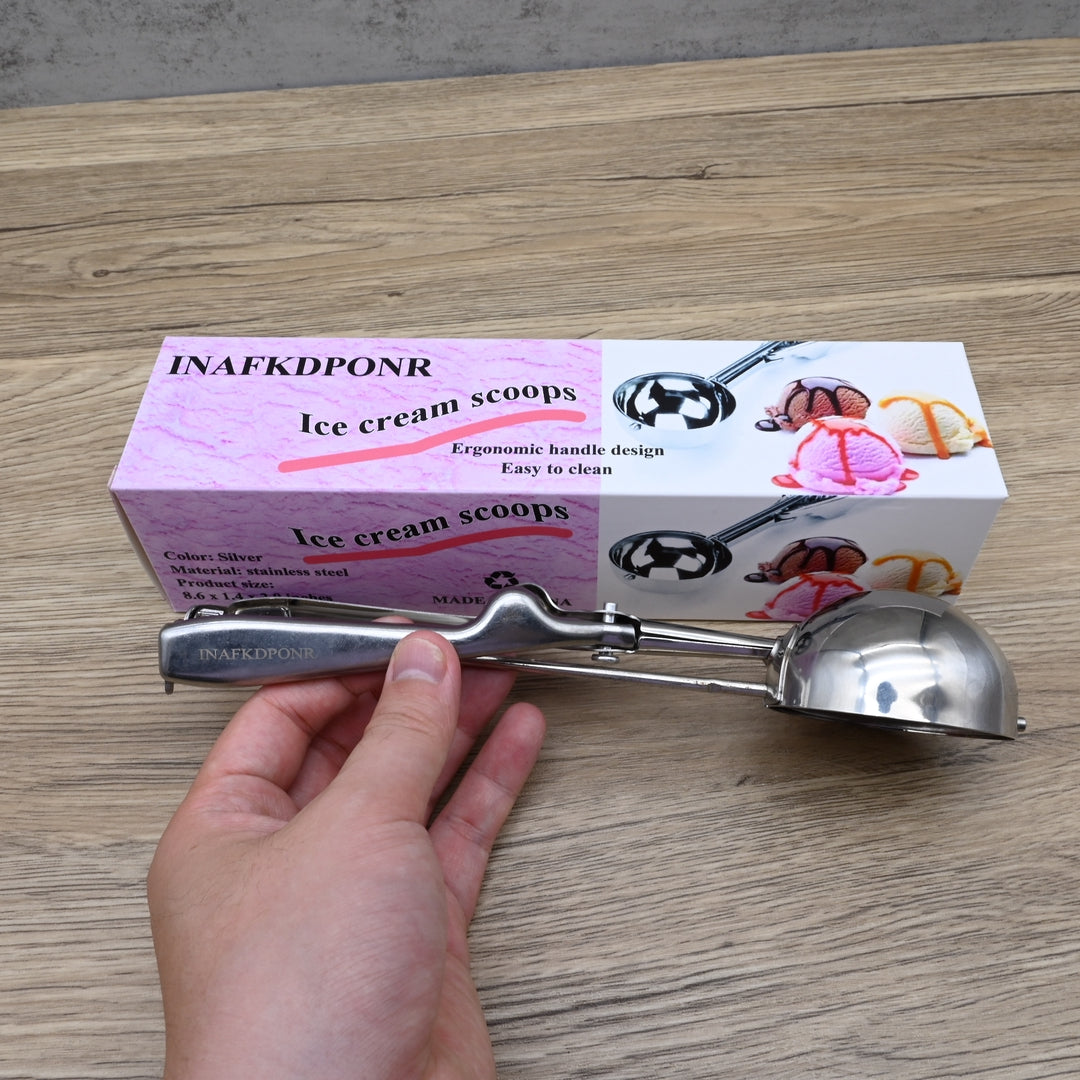 INAFKDPONR Professional Stainless Steel Ice Cream Scoops - Heavy-Duty Dessert Scoops for Home & Commercial Use