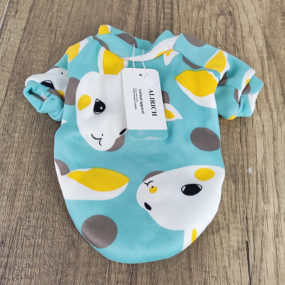 ALIRICH Printed Cartoon Pet Clothes Animal apparel - Blue Rabbit Design