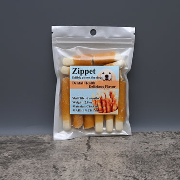 Zippet Edible Chews for Animals Pet Chicken Breast Dental Chew Sticks for Small to Medium Dogs
