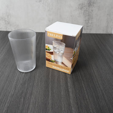 TRELIVO Drinking Glasses Clear Drinking Cups Durable Easy Clean Stackable for Everyday Beverage Use