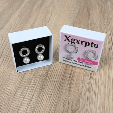Xgxrpto Elegant Round Hollow Out Full Drill Pearl Drop Earrings