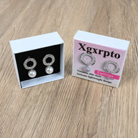 Xgxrpto Elegant Round Hollow Out Full Drill Pearl Drop Earrings