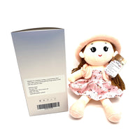 MANELUM Dolls Soft Plush Material Cute Pink Hat Sweet Flower Dress Kids Collectible Doll