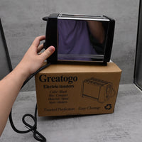 Greatogo Modern Electric Toaster Black Compact Metal Kitchen Appliance with Multiple Browning Settings, Wide Slot Electric Toasters