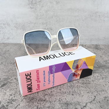 AMOLUCE Women's Outdoor Sunglasses White Resin Frame UV Protection Lightweight for Hiking Driving and Beach